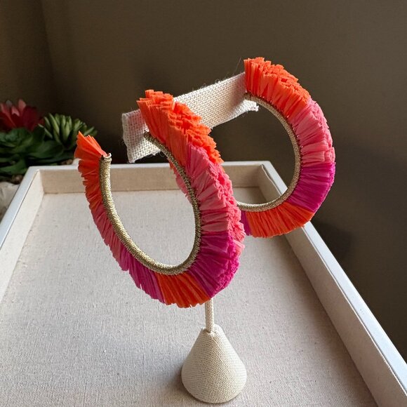 Ombre Raffia Hoops - Picture 1 of 3